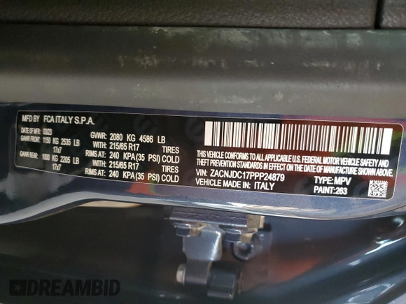 2023 Jeep Renegade Trailhawk with VIN ZACNJDC17PPP24879, listed as a Copart auction lot 63214175 with 7,553 mi miles and Clean title. Bid and sale history available at DreamBid. Image 12.