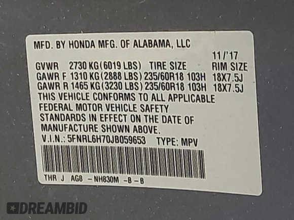 2018 Honda Odyssey EX-L z VIN 5FNRL6H70JB059653, wystawiony jako IAAI lot #42324330 z przebiegiem 115 623 mil mil oraz . Historia ofert i sprzedaży dostępna na DreamBid. Obrazek 9.