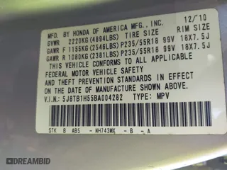 2011 Acura RDX Tech Pkg with VIN 5J8TB1H55BA004282, listed as a IAAI auction lot 41675700 with 417,592 mi miles. Bid and sale history available at carsss.com. Image 9.