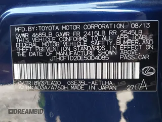 2014 Lexus IS 250 с VIN JTHCF1D20E5004085, выставлен на аукционе IAAI как лот 42244905 с пробегом 142 309 миль миль и . История ставок и продаж доступна на DreamBid. Изображение 9.