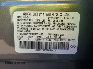 2024 Infiniti Q50 Luxe with VIN JN1EV7BR0RM631433, listed as a Copart auction lot 74363754 with 4,825 mi miles and Salvage Title. Bid and sale history available at DreamBid. Image 12.