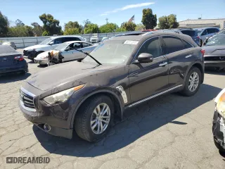 2012 Infiniti FX35 with VIN JN8AS1MW7CM152197, listed as a Copart auction lot 66753344 with 0 mi miles and Salvage Title. Bid and sale history available at carsss.com. Image 1.