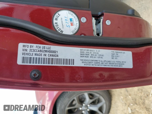 2021 Chrysler 300 S с VIN 2C3CCABG2MH550021, выставлен на аукционе Copart как лот 53278915 с пробегом 60 414 миль миль и Списание • Salvage title. История ставок и продаж доступна на DreamBid. Изображение 12.