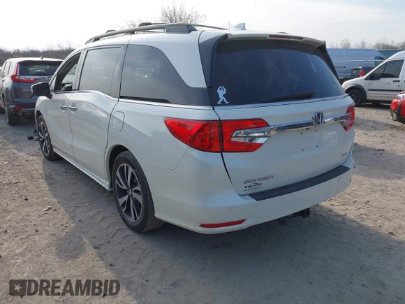 2019 Honda Odyssey Elite with VIN 5FNRL6H90KB019835, listed as a IAAI auction lot 42054752 with 110,659 mi miles and . Bid and sale history available at DreamBid. Image 3.