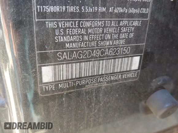 2012 Land Rover LR4 HSE with VIN SALAG2D49CA623150, listed as a Copart auction lot 49126865 with 171,970 mi miles and Clean title. Bid and sale history available at DreamBid. Image 10.