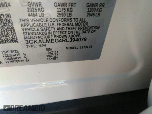 2024 GMC Terrain SLE z VIN 3GKALMEG4RL394079, wystawiony jako IAAI lot #41888389 z przebiegiem 572 mil mil oraz . Historia ofert i sprzedaży dostępna na DreamBid. Obrazek 9.