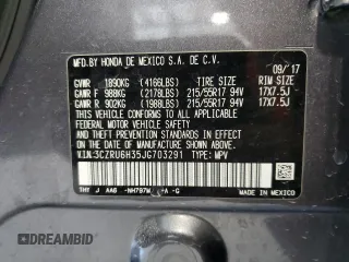 2018 Honda HR-V LX with VIN 3CZRU6H35JG703291, listed as a Copart auction lot 51917495 with 0 mi miles and Salvage Title. Bid and sale history available at carsss.com. Image 16.