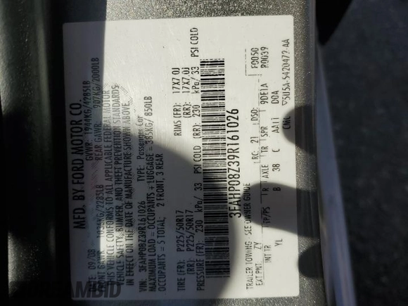 2009 Ford Fusion SEL with VIN 3FAHP08Z39R161026, listed as a Copart auction lot 50418835 with 131,483 mi miles and Salvage Title. Bid and sale history available at carsss.com. Image 13.