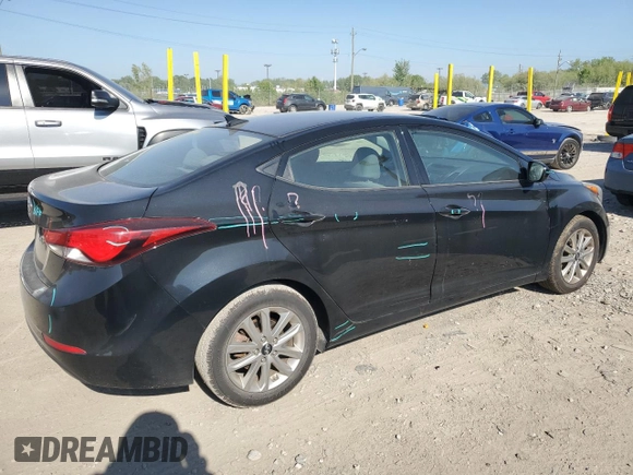 2015 Hyundai Elantra SE with VIN 5NPDH4AE3FH560618, listed as a Copart auction lot 56199255 with 43,760 mi miles and Salvage title. Bid and sale history available at DreamBid. Image 3.