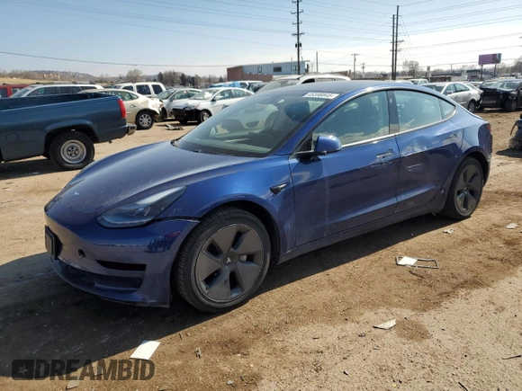 2021 Tesla Model 3 Long Range with VIN 5YJ3E1EB8MF003072, listed as a Copart auction lot 45596845 with 72,862 mi miles and Salvage Title. Bid and sale history available at DreamBid. Image 1.