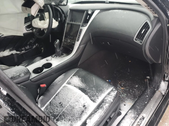 2019 Infiniti Q50 3.0t LUXE with VIN JN1EV7AR1KM590110, listed as a Copart auction lot 45049675 with 0 mi miles and Salvage Title. Bid and sale history available at carsss.com. Image 8.