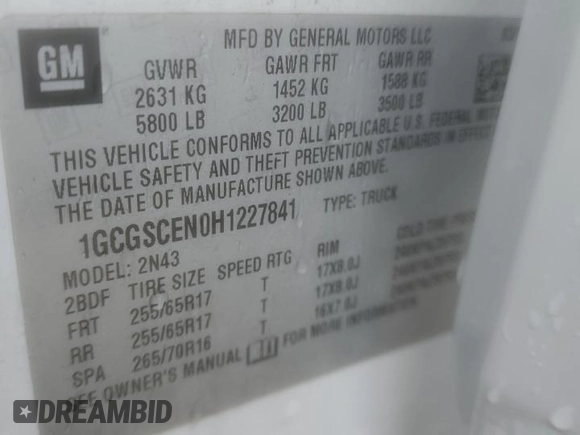 2017 Chevrolet Colorado 2WD LT z VIN 1GCGSCEN0H1227841, wystawiony jako Copart lot #85644464 z przebiegiem 92 598 mil mil oraz Szkoda całkowita • Salvage title. Historia ofert i sprzedaży dostępna na DreamBid. Obrazek 14.