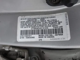 2003 Toyota Corolla CE with VIN 2T1BR38E43C161235, listed as a IAAI auction lot 41471640 with 190,764 mi miles and . Bid and sale history available at DreamBid. Image 9.