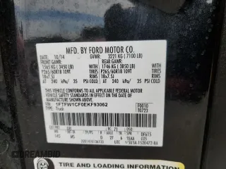 2014 Ford F-150 XL with VIN 1FTFW1CF0EKF93062, listed as a Copart auction lot 49416425 with 116,323 mi miles and Salvage Title. Bid and sale history available at carsss.com. Image 12.