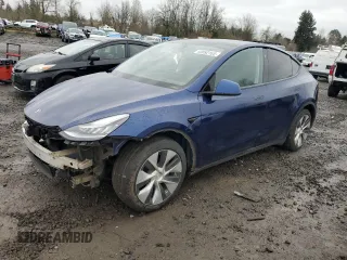 2021 Tesla Model Y Standard Range with VIN 5YJYGDED8MF133274, listed as a Copart auction lot 43092165 with 61,782 mi miles and Salvage Title. Bid and sale history available at carsss.com. Image 1.