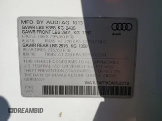 2014 Audi Q5 Premium Plus with VIN WA1LFAFPXEA052219, listed as a Copart auction lot 81892424 with 79,771 mi miles and Salvage title. Bid and sale history available at DreamBid. Image 13.