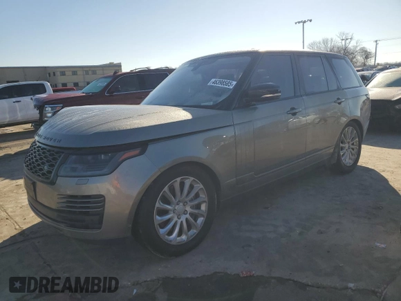 2018 Land Rover Range Rover HSE z VIN SALGS2SVXJA396195, wystawiony jako Copart lot #46398585 z przebiegiem 81 131 mil mil oraz Szkoda całkowita • Salvage title. Historia ofert i sprzedaży dostępna na DreamBid. Obrazek 1.
