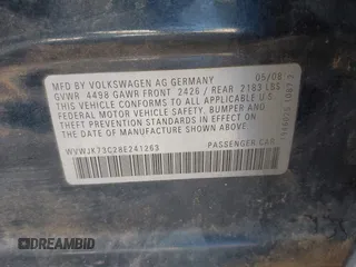 2008 Volkswagen Passat Komfort z VIN WVWJK73C28E241263, wystawiony jako IAAI lot #42021388 z przebiegiem 144 131 mil mil oraz . Historia ofert i sprzedaży dostępna na DreamBid. Obrazek 9.
