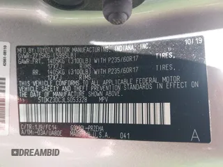 2020 Toyota Sienna LE Auto Access Seat с VIN 5TDKZ3DC3LS053328, выставлен на аукционе IAAI как лот 42184135 с пробегом 65 300 миль миль и . История ставок и продаж доступна на DreamBid. Изображение 9.