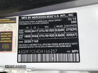 2013 Mercedes-Benz GL 450 z VIN 4JGDF7CE4DA166257, wystawiony jako Copart lot #58972195 z przebiegiem Nie podano mil oraz Czysty tytuł • Clean title. Historia ofert i sprzedaży dostępna na DreamBid. Obrazek 13.