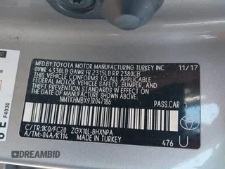 2018 Toyota C-HR XLE with VIN NMTKHMBX9JR047186, listed as a IAAI auction lot 41832739 with 78,120 mi miles. Bid and sale history available at carsss.com. Image 9.