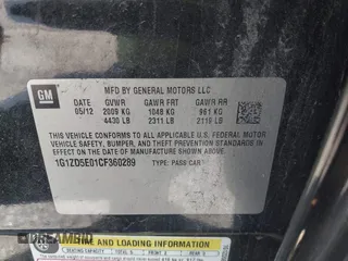 2012 Chevrolet Malibu 2LT with VIN 1G1ZD5E01CF360289, listed as a IAAI auction lot 42126947 with 137,974 mi miles and . Bid and sale history available at DreamBid. Image 9.