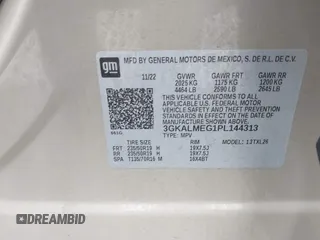 2023 GMC Terrain SLE с VIN 3GKALMEG1PL144313, выставлен на аукционе IAAI как лот 41798585 с пробегом 34 585 миль миль и . История ставок и продаж доступна на DreamBid. Изображение 9.