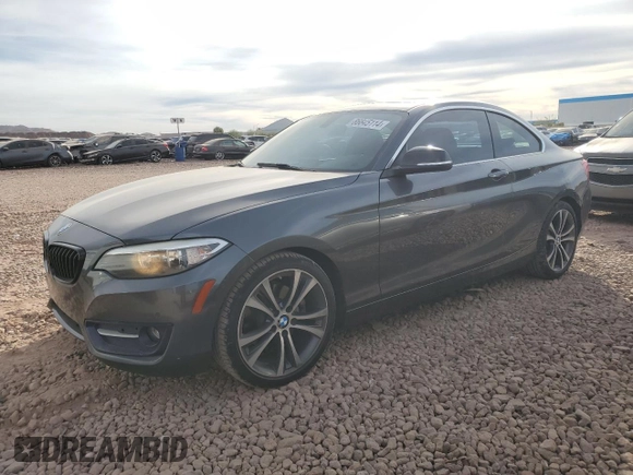 2015 BMW 2 Series 228i with VIN WBA1F5C57FV257639, listed as a Copart auction lot 86645114 with 73,094 mi miles and Salvage Title. Bid and sale history available at carsss.com. Image 1.