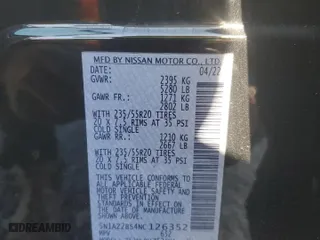 2022 Nissan Murano SV with VIN 5N1AZ2BS4NC126352, listed as a Copart auction lot 49026225 with 46,333 mi miles and Non Repairable. Bid and sale history available at carsss.com. Image 16.