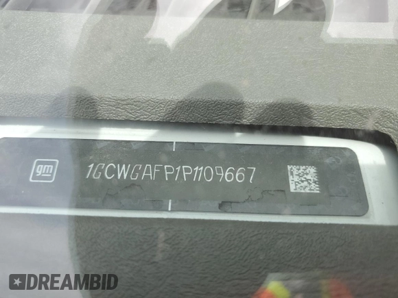 2023 Chevrolet Express Cargo with VIN 1GCWGAFP1P1109667, listed as a Copart auction lot 57017295 with Not provided miles and Salvage title. Bid and sale history available at DreamBid. Image 12.