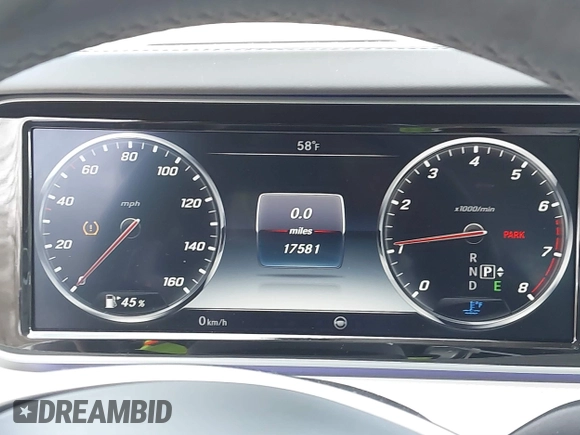 2017 Mercedes-Benz S 550 with VIN WDDXK8CB1HA019169, listed as a IAAI auction lot 41406073 with 17,581 mi miles and . Bid and sale history available at DreamBid. Image 7.