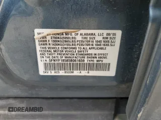 2005 Honda Pilot EX-L z VIN 5FNYF18585B061659, wystawiony jako Copart lot #54946735 z przebiegiem 263 582 mil mil oraz Szkoda całkowita • Salvage title. Historia ofert i sprzedaży dostępna na DreamBid. Obrazek 15.
