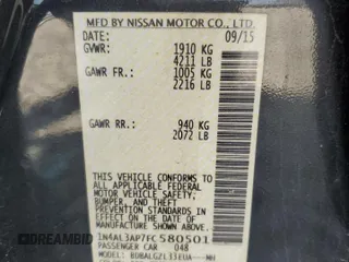 2015 Nissan Altima SV with VIN 1N4AL3AP7FC580501, listed as a Copart auction lot 50876125 with 35,637 mi miles and Salvage Title. Bid and sale history available at DreamBid. Image 12.