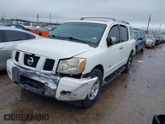 2007 Nissan Armada SE z VIN 5N1BA08AX7N707537, wystawiony jako IAAI lot #41563441 z przebiegiem 297 927 mil mil oraz . Historia ofert i sprzedaży dostępna na DreamBid. Obrazek 2.