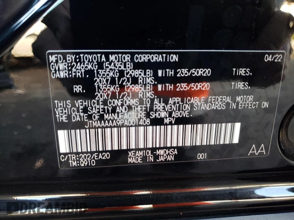 2023 Toyota bZ4X XLE z VIN JTMAAAAA9PA001408, wystawiony jako Copart lot #81972433 z przebiegiem 10 917 mil mil oraz . Historia ofert i sprzedaży dostępna na DreamBid. Obrazek 16.