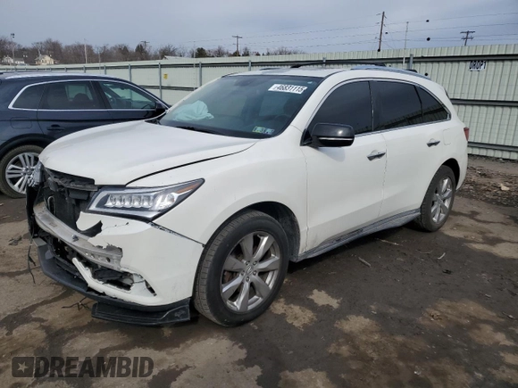 2015 Acura MDX Advance/Entertainment Pkg with VIN 5FRYD4H80FB013753, listed as a Copart auction lot 46831115 with 171,227 mi miles and Salvage Title. Bid and sale history available at carsss.com. Image 1.