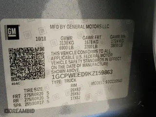 2019 Chevrolet Silverado 1500 LTZ with VIN 1GCPWEED9KZ159863, listed as a Copart auction lot 77339084 with 7,108 mi miles and Non Repairable. Bid and sale history available at carsss.com. Image 13.