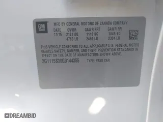 2016 Chevrolet Impala LT with VIN 2G1115S30G9144355, listed as a IAAI auction lot 42111263 with 88,883 mi miles. Bid and sale history available at carsss.com. Image 9.
