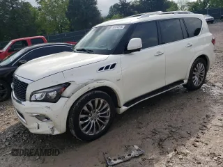 2015 Infiniti QX80 z VIN JN8AZ2NE7F9084613, wystawiony jako Copart lot #54924915 z przebiegiem 135 866 mil mil oraz Szkoda całkowita • Salvage title. Historia ofert i sprzedaży dostępna na DreamBid. Obrazek 1.