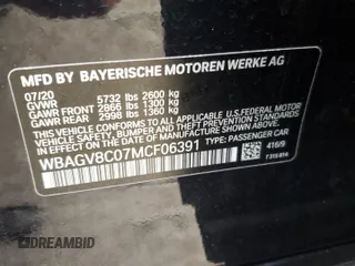 2021 BMW 8 Series M850i с VIN WBAGV8C07MCF06391, выставлен на аукционе Copart как лот 83374724 с пробегом Не указан миль и Списание • Salvage title. История ставок и продаж доступна на DreamBid. Изображение 14.