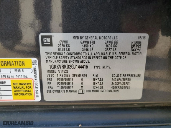 2016 GMC Acadia SLT with VIN 1GKKVRKD2GJ144415, listed as a Copart auction lot 48218825 with 112,124 mi miles and Salvage Title. Bid and sale history available at carsss.com. Image 14.