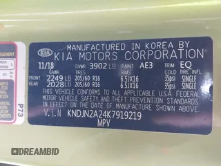 2019 Kia Soul z VIN KNDJN2A24K7919219, wystawiony jako IAAI lot #40914186 z przebiegiem Nie podano mil oraz . Historia ofert i sprzedaży dostępna na DreamBid. Obrazek 9.
