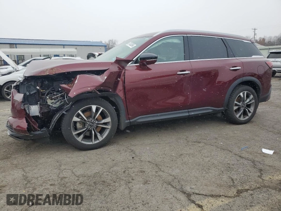 2022 Infiniti QX60 Luxe with VIN 5N1DL1FS7NC330131, listed as a Copart auction lot 87463584 with Not provided miles and Salvage title. Bid and sale history available at DreamBid. Image 1.