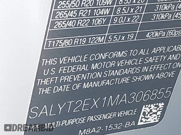 2021 Land Rover Range Rover Velar R-Dynamic S with VIN SALYT2EX1MA306855, listed as a IAAI auction lot 41643215 with 14,918 mi miles and . Bid and sale history available at DreamBid. Image 9.