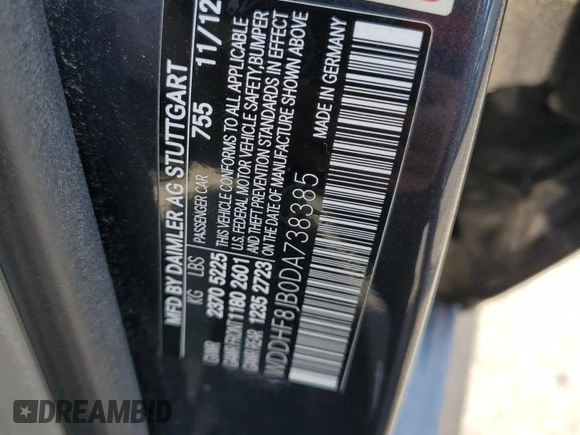 2013 Mercedes-Benz E 350 Luxury with VIN WDDHF8JB0DA738385, listed as a Copart auction lot 60824075 with 147,873 mi miles and Non repairable. Bid and sale history available at DreamBid. Image 12.