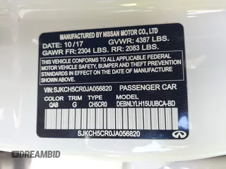 2018 Infiniti QX30 Luxury with VIN SJKCH5CR0JA056820, listed as a IAAI auction lot 40974821 with 71,902 mi miles and . Bid and sale history available at DreamBid. Image 9.