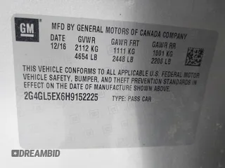 2017 Buick Regal Sport Touring with VIN 2G4GL5EX6H9152225, listed as a IAAI auction lot 42302177 with 125,323 mi miles and . Bid and sale history available at DreamBid. Image 9.