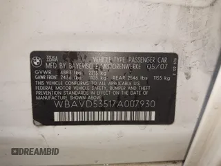 2007 BMW 3 Series 335xi with VIN WBAVD53517A007930, listed as a IAAI auction lot 41901519 with 146,490 mi miles and . Bid and sale history available at carsss.com. Image 9.
