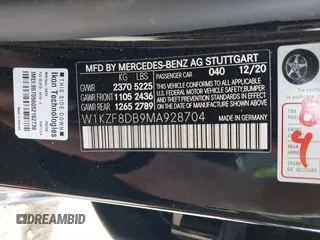 2021 Mercedes-Benz E 350 with VIN W1KZF8DB9MA928704, listed as a IAAI auction lot 41868764 with 44,068 mi miles and . Bid and sale history available at DreamBid. Image 9.