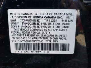 2011 Acura MDX with VIN 2HNYD2H22BH526146, listed as a IAAI auction lot 40602187 with 1 mi miles. Bid and sale history available at carsss.com. Image 9.